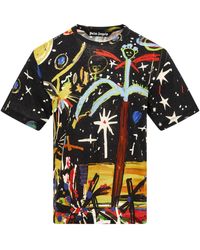Palm Angels - Starry Night Print T-Shirt, Short Sleeves, , 100% Polyester, Size: Medium - Lyst