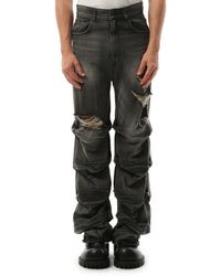 we11done - Wrinkled Straight Denim Trousers, 100% Cotton, Size: Large - Lyst