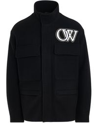 Off-White c/o Virgil Abloh - Off- Wool Varsity Field Jacket, Long Sleeves - Lyst