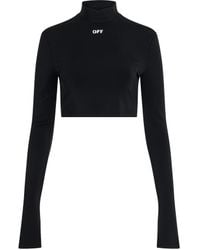 Off-White c/o Virgil Abloh - Off- Off Stamp Sec Skin Crop Top, Round Neck, Long Sleeves - Lyst