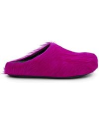Marni - Fussbett Long Hair Calfskin Sabot Sandals, 100% Rubber - Lyst