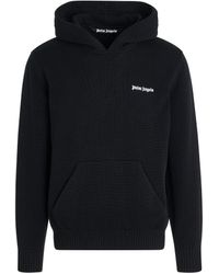 Palm Angels - 'Classic Logo Knit Hoodie, Long Sleeves, /Off, 100% Cotton, Size: Small - Lyst