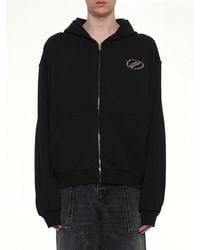 we11done - Rhinestone Zip-Up Balloon Hoodie - Lyst
