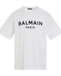 Balmain - Logo Printed Straight Fit T-Shirt, Short Sleeves, 100% Organic Cotton, Size: Large - Lyst