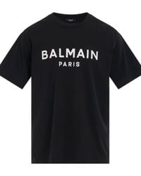 Balmain - Logo Printed Straight Fit T-Shirt, Short Sleeves, 100% Organic Cotton, Size: Large - Lyst