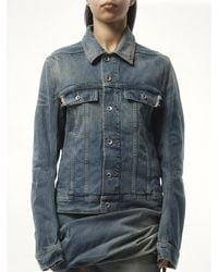 Rick Owens - Trucker Denim Jacket, 100% Cotton, Size: Small - Lyst