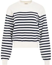 Khaite - 'Viola Knit Sweater, Long Sleeves, Ivory/ Stripe, 100% Cashmere, Size: Small - Lyst