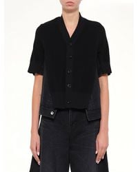 Sacai - Denim X Knit Ss Cardigan - Lyst