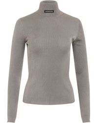 Balenciaga - Long Sleeve Fitted Rib Knit Turtleneck, , 100% Polyester, Size: Medium - Lyst