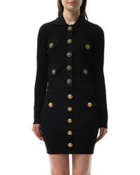 Balmain - 4 Pockets Buttoned Ribbed Knit Cardigan, 100% Polyester - Lyst