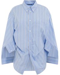 Balenciaga - Bb Corp Swing Twisted Shirt, Sky/, 100% Cotton - Lyst