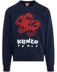 KENZO - 'Drawn Varsity Classic Sweatshirt, Long Sleeves, Midnight, 100% Cotton, Size: Small - Lyst