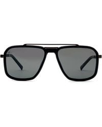 Hublot Black Matte Squared Sunglasses With Gradient Smoke Black Lens
