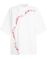 Marni - Curved Logo T-Shirt, Short Sleeves, , 100% Cotton - Lyst