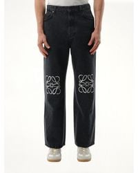 Loewe - Anagram Baggy Cotton Jeans - Lyst