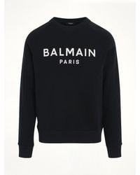 Balmain - Classic Logo Print Sweatshirt, Long Sleeves, 100% Cotton, Size: Medium - Lyst