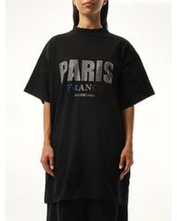 Balenciaga - Paris Strass Oversized T-Shirt - Lyst