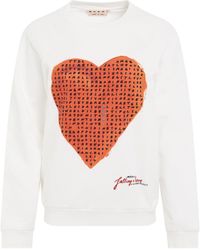 Marni - Heart-Printed Sweatshirt, Long Sleeves, , 100% Cotton - Lyst