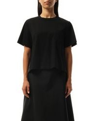 Sacai - Nylon Twill Mix Cotton Jersey T-Shirt, Short Sleeves, 100% Cotton - Lyst