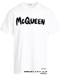Alexander McQueen - Graffiti Print T-Shirt, Round Neck, Short Sleeves, /Mix, 100% Cotton, Size: Large - Lyst
