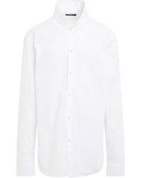Balmain - Satin Covered Buttons Cotton Shirt, Long Sleeves, , 100% Cotton - Lyst