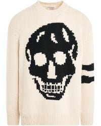Alexander McQueen - Skull Intarsia Knit Sweater, Long Sleeves, Cream/, 100% Cashmere, Size: Medium - Lyst
