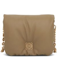 LOEWE Puffer Goya Shoulder Bag Clay Green in Shiny Nappa Lambskin Leather  with Gold-tone - US