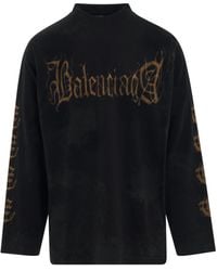 Balenciaga - Heavy Metal Long Sleeve T-Shirt, Washed, 100% Cotton - Lyst