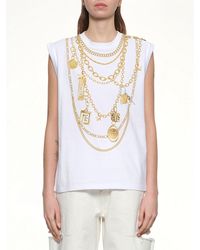 Balmain - Trompe 'Oeil Necklace Print Tank Top - Lyst