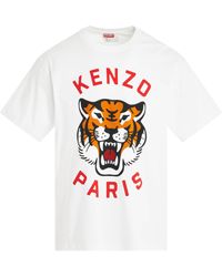 KENZO - 'Lucky Tiger Oversized T-Shirt, Short Sleeves, Off, 100% Cotton, Size: Small - Lyst