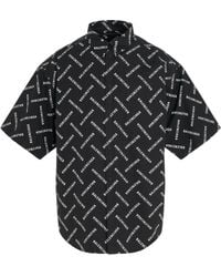 Balenciaga - All-Over Logo Short-Sleeve Shirt, /, 100% Cotton - Lyst