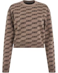 Balenciaga - 'Monogram Cropped Sweater, Long Sleeves, /, 100% Cotton, Size: Small - Lyst