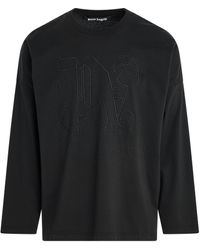 Palm Angels - 'Monogram Long Sleeve Statement T-Shirt, , 100% Cotton, Size: Small - Lyst