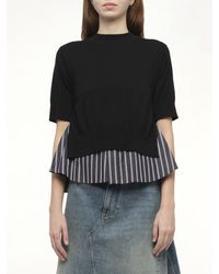 Sacai - X Poplin X Knit Pullover, 100% Polyester - Lyst