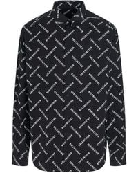 Balenciaga - All-Over Logo Long-Sleeve Shirt, /, 100% Cotton - Lyst