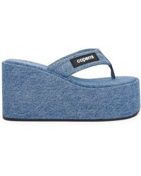 Coperni - Denim Branded Wedge Sandals, Washed, 100% Denim - Lyst