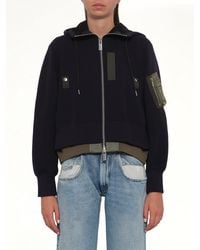 Sacai - Sponge Sweat X Nylon Twill Small Hoodie - Lyst