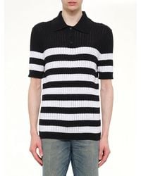 Balmain - Mariniere Ribbed Cotton Knit Polo - Lyst