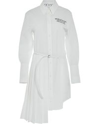 Off-White c/o Virgil Abloh - Off- Popel Plisse Shirt Dress, Long Sleeves, 100% Polyester - Lyst