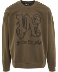 Palm Angels - 'Classic Monogram Statement Sweatshirt, Long Sleeves, , 100% Cotton, Size: Small - Lyst