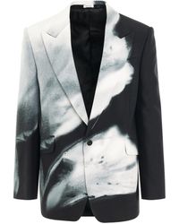 Alexander McQueen - Luminous Floral Print Suit Jacket, Long Sleeves, /, 100% Viscose - Lyst