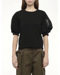 Sacai - X Nylon Twill X Cotton Jersey T-Shirt, 100% Polyester - Lyst