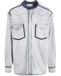 Maison Margiela - Collarless Denim Overshirt, Long Sleeves, , 100% Cotton - Lyst