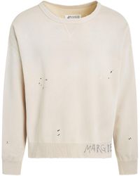 Maison Margiela - 'Open Neck Logo Sweatshirt, Round Neck, Long Sleeves, , 100% Cotton, Size: Small - Lyst