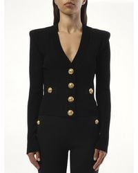 Balmain - V-Neck 2 Pockets Buttoned Knit Cardigan - Lyst