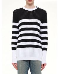 Balmain - Btn Mariniere Ribbed Cotton Knit Sweater - Lyst