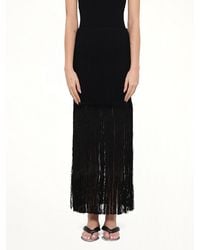 Alaïa - Tube Fringed Knit Skirt - Lyst