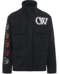 Off-White c/o Virgil Abloh - Off- 'Moon Phase Varsity Field Bomber Jacket, Long Sleeves, , 100% Viscose, Size: Small - Lyst