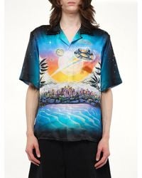 CASABLANCA - La Premonition Cuban Collar Shirt, 100% Silk, Size: Medium - Lyst