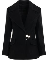 Givenchy - U-Lock Buckle Quilted Wool Peacoat, Long Sleeves, , 100% Wool - Lyst